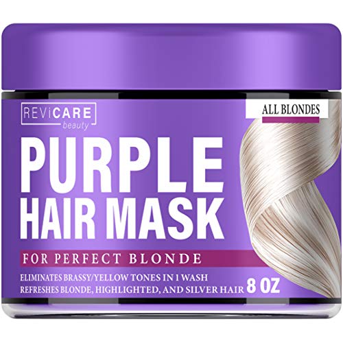 Product Cover Purple Hair Mask - Hair Toner w/Avocado Oil, Retinol & Silk Protein for Blonde Hair, Ash & Platinum Hair - Made in USA - Greatly Lighten Brassy Hair and Condition Dry Damaged Hair - No Yellow Hues