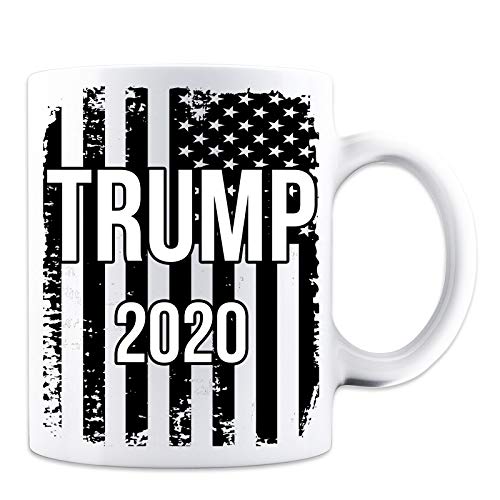 Product Cover Donald Trump 2020 American Flag Coffee Mug - Funny Trump Mug - 11 oz Coffee Mug - Great Gift for Wife, Husband, Mom, Dad, Co-Worker, Boss, Teachers Friends by Mad Ink Fashions