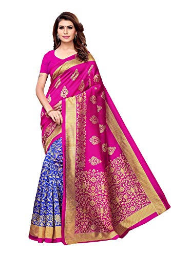 Product Cover J B Fashion Art Silk with Blouse Piece Saree (halfbutta-Pink Free Size)