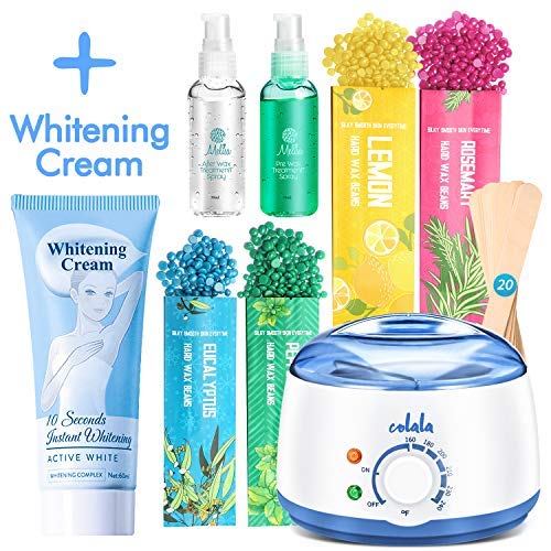 Product Cover 2020 Upgrade Waxing Kit Whitening Cream for Armpits, Hair Removal Home Wax Warmer with 4 Flavors Stripless Hard Wax Beans 20 Wax Applicator Sticks Waxing Kit for Body Eyebrows, Face, Bikini, for Women