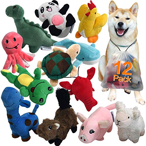 Product Cover LEGEND SANDY Squeaky Plush Dog Toy Pack for Puppy, Small Stuffed Puppy Chew Toys 12 Dog Toys Bulk with Squeakers, Cute Soft Pet Toy for Small Medium Size Dogs