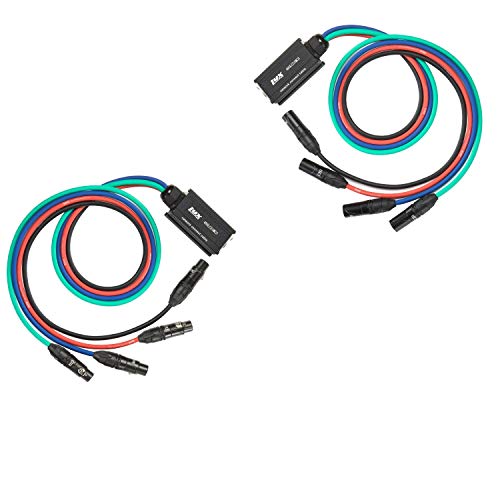 Product Cover Pair of LyxPro Audio Snake 4 Channel XLR Professional 3-Pin Multi Network Breakout for Stage Sound - Lighting & Recording Studio - XLR to RJ45 Ethercon