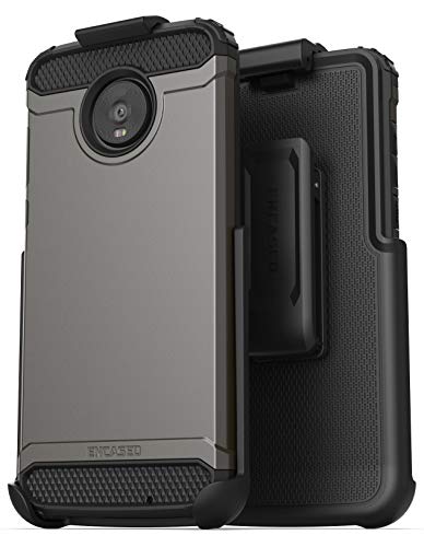 Product Cover Encased Moto Z4 Belt Clip Holster Case (2019 Scorpio Armor) Ultra Protective Tough Grip Cover with Holder - Gunmetal Grey