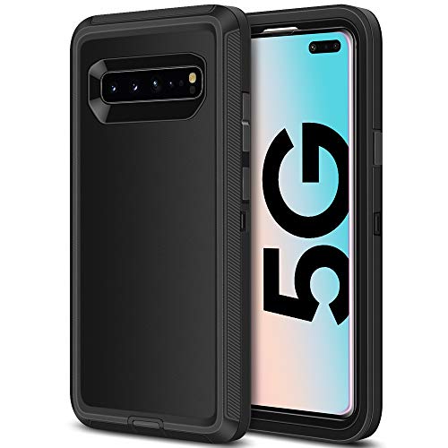 Product Cover Jiunai Samsung Galaxy S10 5G Case, Outdoor Heavy Duty Tough Drop Protection Shock Resistance Dual Layer Sports Armor Rugged Cover Case ONLY Compatible with Samsung Galaxy S10 5G 2019 6.7'' Black