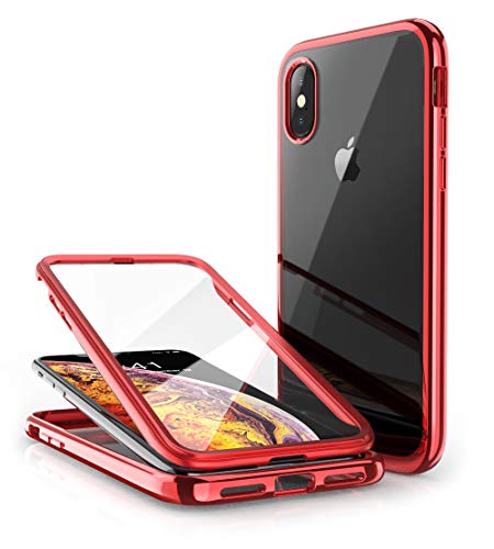 Product Cover SUPCASE [Unicorn Beetle Electro Series] Case for iPhone Xs 2018 / X 2017, Plating Glitter Slim Hybrid Full-Body Protective Case with Built-in Screen Protector (Red)