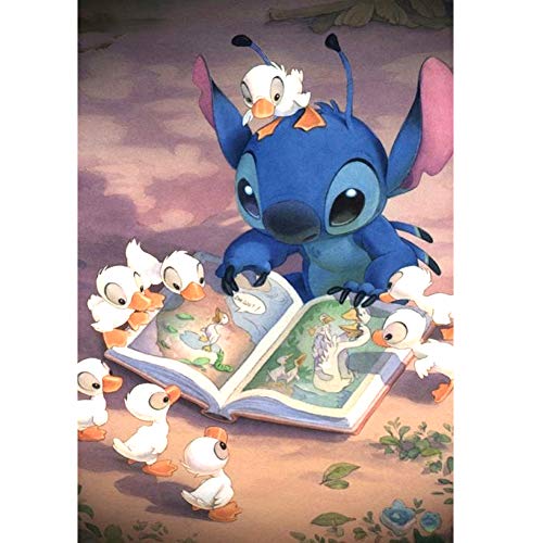 Product Cover 5D DIY Full Drill Diamond Painting Kit, Rhinestone Painting Kits for Adults and Children Embroidery Arts Craft Home Decor Cartoon Anime Series14 x 18 inch (Duck and Stitch, 35x45cm)