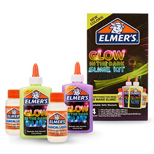Product Cover Elmer's Glow In The Dark Slime Kit | Slime Supplies Include Elmer'S Glow In The Dark Glue, Elmer'S Magical Liquid Slime Activator, 4 Piece Kit