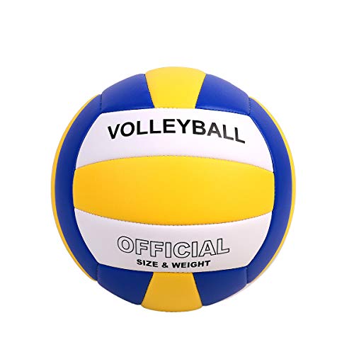 Product Cover YANYODO Official Size 5 Volleyball, Soft Indoor Outdoor Volleyball for Game Gym Training Beach Play,Yellow/White/Blue White Print