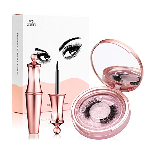 Product Cover Magnetic Eyelashes with Eyeliner, Vmini Magnetic Eyeliner and Magnetic Eyelash Kit, Natural Look Reusable Eyelashes, Comes With Applicator, No Glue Needed - Eyelashes 2 Pairs