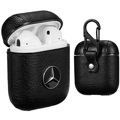 Product Cover Gift-Hero Compatible with Airpods 1&2 Luxury Leather Cool Case,3D Fun Funny Cool Stylish Designer Design Ktis Character Skin Wireless Headphone Fashion Cover for Girls Boys Kids Man Air pods (Mercede