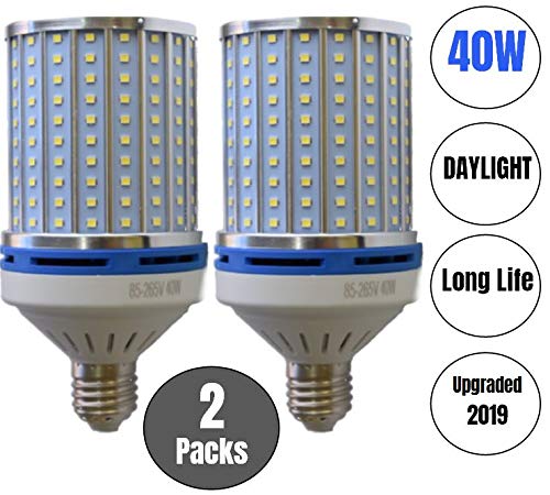Product Cover 40W LED Corn Light Bulb Daylight 6000k Super Bright 400 Watt equiv. 2 Packs. Large Light Bulbs E26/E27 Daylight White Barn, Workshop,Warehouse,Garage,Factory,Porch,Backyard BestCircle