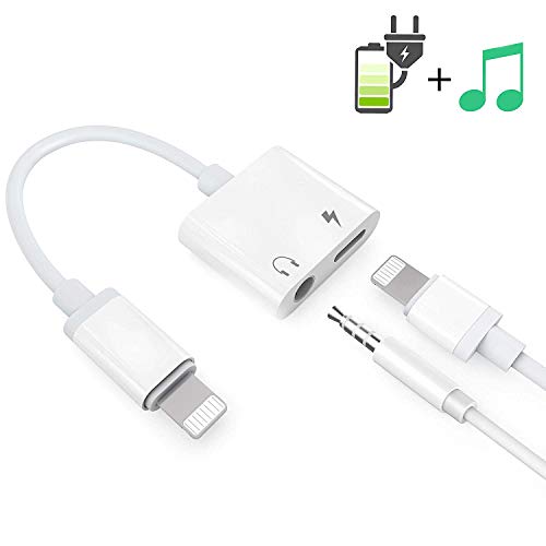 Product Cover Headphone Adaptor for iPhone Besmon Converter Adapter Charger Adapter Cable with 3.5mm Dongle Earphone Aux Audio & Charge Compatible for iPhoneXR/XS/XS MAX/X/7/7P/8/8P/11/11pro (White)