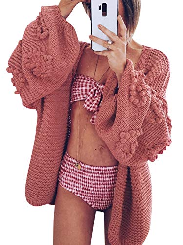 Product Cover Simplee Women's Oversized Lantern Sleeve Loose Cozy Cable Knit Cardigan Sweaters