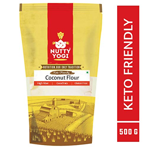 Product Cover Nutty Yogi Gluten Free Coconut Flour 500 gm, Grain Free, Delicious, Healthy Alternative, Goodness of Coconut, Good Fat, Low Carb, Keto Friendly