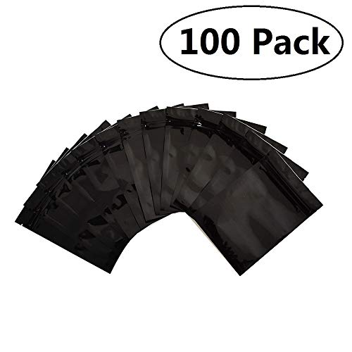 Product Cover 100 Pack Smell Proof Bags 3x4 inch, Resealable Mylar Bags Food Safe Material ZipLock Food Storage Pouch