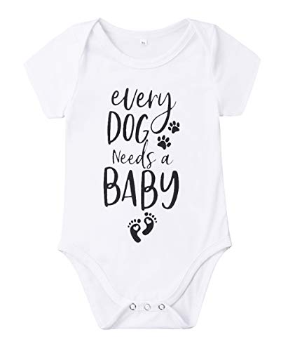 Product Cover Newborn Baby GOT My Mind ON My Mommy Paws Funny Bodysuits Rompers Outfits Grey White 0-18M (Z-K Every Dog Needs A Baby, 3-6M)