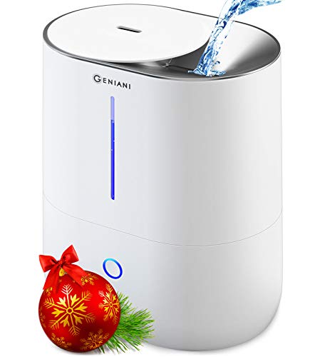 Product Cover GENIANI Top Fill Cool Mist Humidifiers for Bedroom & Essential Oil Diffuser - Smart Aroma Ultrasonic Humidifier for Home, Baby, Large Room with Auto Shut Off, 4L Easy to Clean Water Tank (White)