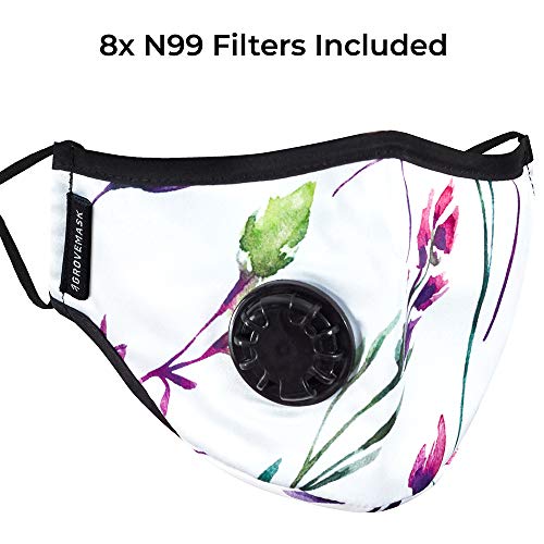 Product Cover Grove Mask Air Filter Dust Mask w/ 8 N99 Carbon Filters - Washable Anti Pollution Dust Mask - Reusable PM2.5 Face Mask for Pollen, Smoke, Dust, Germs and Allergy (Botanical)