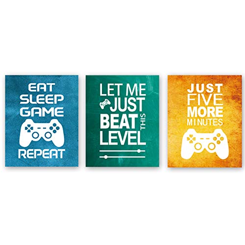 Product Cover Unframed Funny Video Game Themed Wall Art Print Inspirational Quotes Art Painting, Set of 3（8