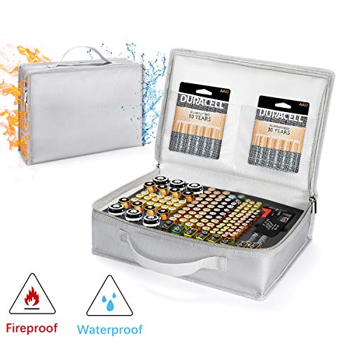 Product Cover Vemingo Battery Organizer Storage Carrying case Waterproof Fireproof Bag Holds Hard 148 Batteries - C D 9V AA AAA Lithium 3V(Batteries and Battery Tester are Not Included)