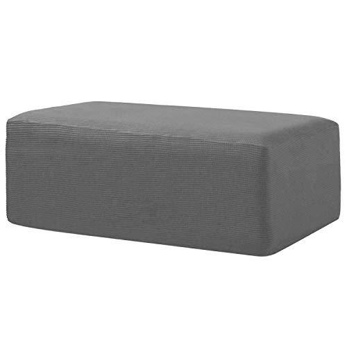 Product Cover RHF Ottoman Slipcovers Stretch Fabric Rectangle Folding Storage Ottoman Covers Footrest Rectangle slipcover with Elastic Bottom (Oversize,Grey)