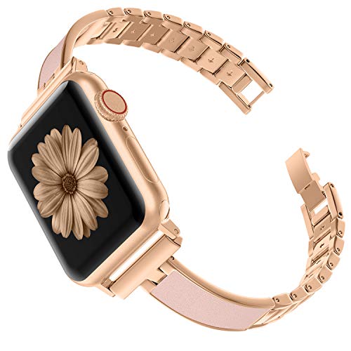 Product Cover TOYOUTHS Compatible with Apple Watch Band Rose Gold Women 40mm Series 5 4 Metal Slim Bracelet Replacement Wristband Jewelry Pink Compatible with iWatch Series 3 2 1 38mm(Series 3&4 Gold, 38mm/40mm)