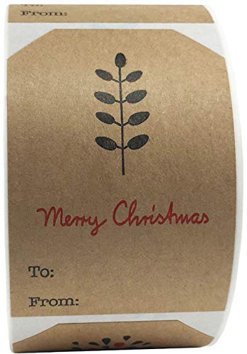 Product Cover Natural Kraft Simple Christmas Gift Tags Holiday Present Stickers 2 x 3 Inch 100 Total Adhesive Labels