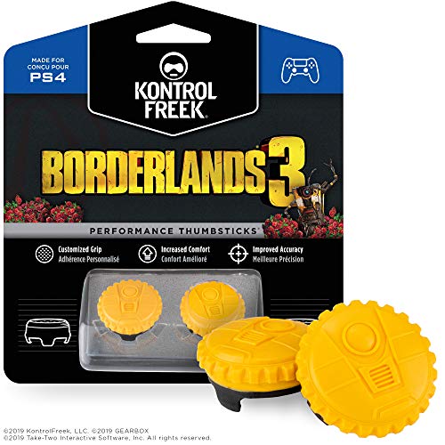 Product Cover KontrolFreek Borderlands 3 Claptrap Performance Thumbsticks for PlayStation 4 (PS4) | 2 Mid-Rise Convex Thumbsticks | Yellow