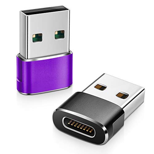 Product Cover Elebase USB C Female to USB Male Adapter (2 Pack) (Upgraded Version),Type C to USB A Connector,Works with Laptops,Chargers,and More Devices with Standard USB A Interface (Black&Purple)
