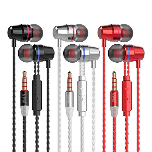 Product Cover VPB V1 Headphones with Remote & Microphone, in Ear Earphone Stereo Sound Noise Isolating Tangle Free for iOS and Android Smartphones, Laptops, Gaming (3 Pairs of Colours)
