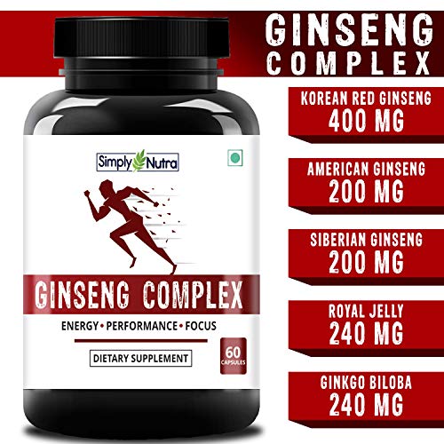 Product Cover Simply Nutra Ginseng Complex with American Ginseng, Korean Ginseng, Siberian Ginseng, Royal Jelly, Ginkgo Biloba - 60 Veg Capsules (1)