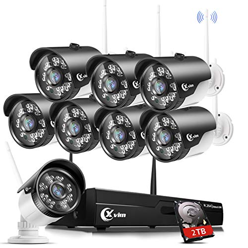 Product Cover XVIM H.264 2MP Wireless Security Cameras System, 8CH 1080P HD DVR 8pcs 1080P Wireless Outdoor Indoor Waterproof Surveillance Cameras 85FT Night Vision （with 2TB HDD）