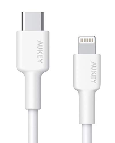 Product Cover AUKEY USB C to Lightning Cable 3ft [ Apple MFi Certified ] Power Delivery Type C to iPhone Cable Fast Charge for iPhone 11 Pro/iPhone X/iPhone8, iPad Pro 2017 and Other Apple iOS Devices - White