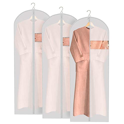 Product Cover Tidy Home - Garment Bag for Storage and Travel - Sealed, Adjustable Moth Protector for Long Dress, Coat, Suit, Sweater - Hanging Jacket Bags for Closet - Dust Cover for Clothes - Premium Peva Set of 3