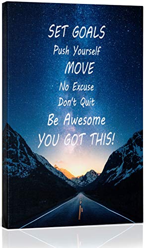 Product Cover EQOYA Inspirational Wall Art for Office, College Dorm, Home - 18x12 inch Motivational Canvas Wall Art Decor with Wooden Frame - Inspirational Quotes Decor - Positive Quote Print