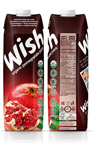 Product Cover Wish Pomegranate Juice, Organic USDA, Kosher, 33.8 Fl.Oz., (Pack of 1).