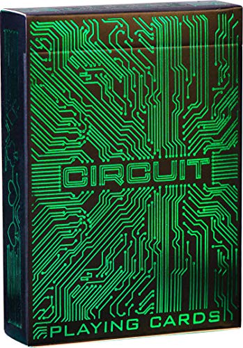 Product Cover Circuit Neon Green Playing Cards, Creative Deck of Cards, Premium Card Deck, Cool Poker Cards, Unique Bright Colors for Kids & Adults, Computer Themed, Black Playing Cards