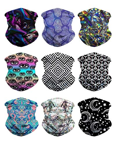 Product Cover iHeartRaves Stay Trippy Multi-Functional Seamless Face Mask Bandana Pack (9 Pack)