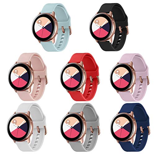 Product Cover TECKMICO 8PCS Galaxy Watch Active Bands,20mm Replacement Bands Compatible for Galaxy Watch Active 40mm/Galaxy Watch 42mm/Gear S2 Classic/Gear Sport with Rose Gold Watch Buckle (8-Pack, Small)