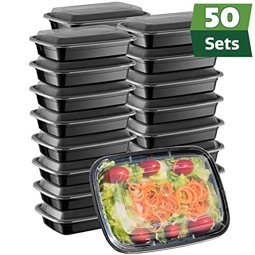 Product Cover [50 Sets] Meal Prep Containers With Lids, 1 Compartment Lunch Containers, Bento Boxes, Food Storage Containers - 28 oz.
