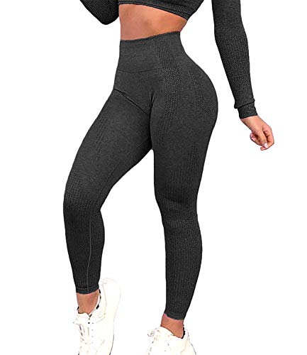 Product Cover FITTOO Women's High Waist Seamless Leggings Ankle Yoga Pants Tummy Control Running Workout 4 Way Stretch Tights Peach Butt Black(S)