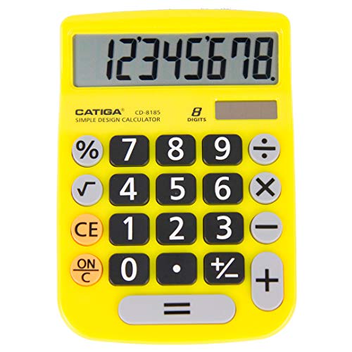Product Cover Basic Calculator: Catiga CD-8185 Office and Home Style Calculator - 8-Digit - Educational - Suitable for School and Destop-use (Yellow)