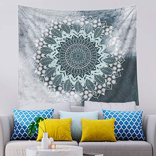 Product Cover Tapestry Wall Hanging 59 x 79 inches,Art Hippie Bohemian Flower Tapestry Wall Hanging Tapestry Wall Hanging for Living Room Bedroom Dorm Decor Grey