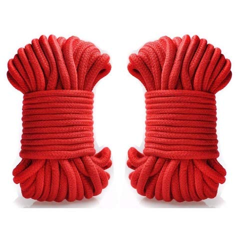 Product Cover Soft Cotton Rope-32 feet 10m Multi-Function Natural Durable Long Rope (Red Red)