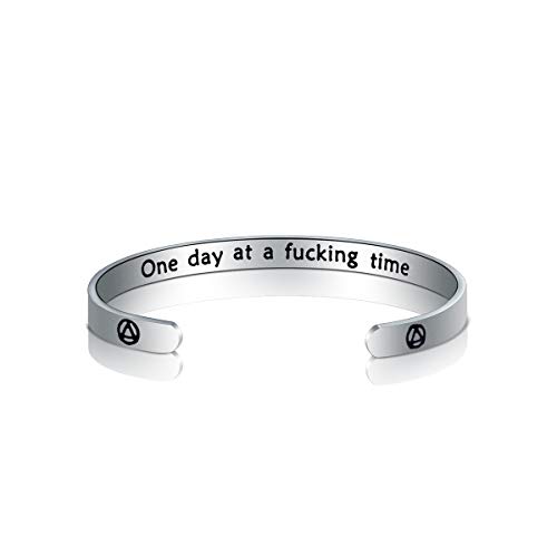 Product Cover TGBJE One Day at A Time Bracelet Sobriety Gift Addiction Recovery Gift AA Bracelet NA Gift (Sobriety Gift)