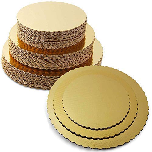 Product Cover APSAMBR-Combo 8 INCH,9 INCH,10 INCH Round Cake Board,Base, 15 Piece Premium Gold Cake Circles, Corrugated, Cake Board, Gold