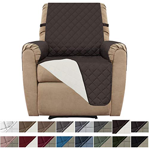 Product Cover Easy-Going Recliner Sofa Slipcover Reversible Sofa Cover Furniture Protector Couch Cover Water Resistant Elastic Straps Pets Kids Dog Cat (Recliner, Chocolate/Ivory)