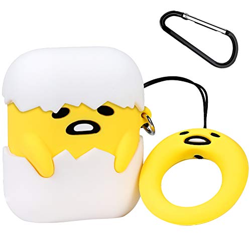 Product Cover Coralogo Compatible with Airpods 1/2 Cute Case,3D Cartoon Character Silicone Airpod Designer Skin Kawaii Funny Fun Cool Keychain Ring Design Cover Air pod Cases for Kids Teens Girls Boys(Yellow Egg)
