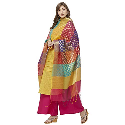 Product Cover Dupatta Bazaar Woman's Woven Multicolored Banarasi Silk Dupatta