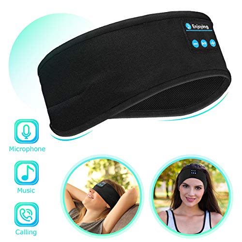 Product Cover Bluetooth Sleep Headphones Eye Mask, Wireless Sports Headband Headphones with Detachable Stereo Thin Speaker for Sleeping, Sports, Meditation & Relax, Sports Headband (Black)